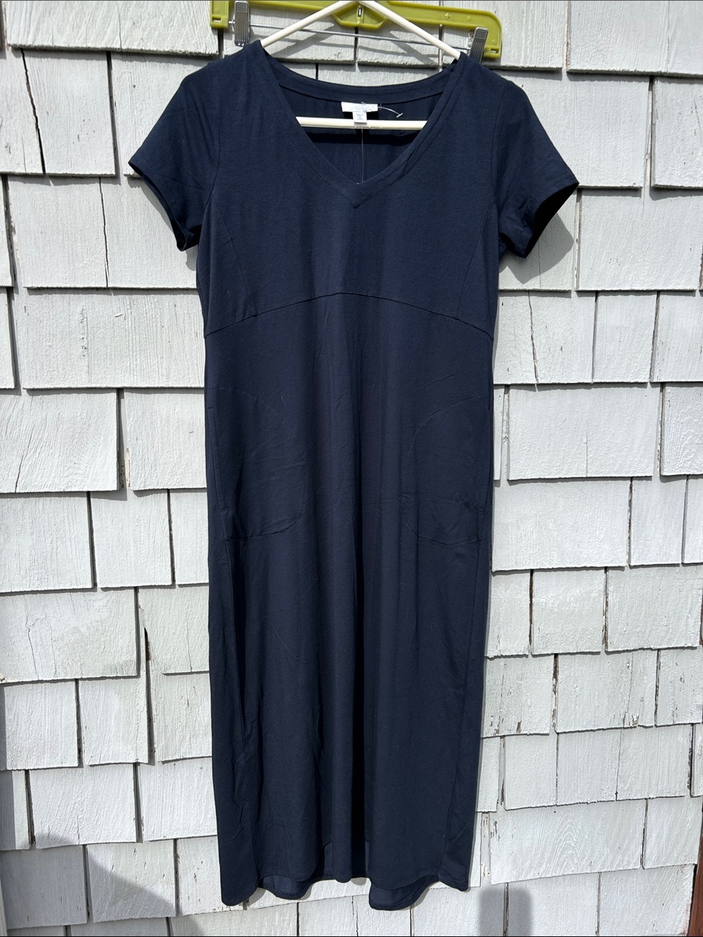 J. Jill Navy Short-Sleeve Maxi Knit Dress - baby doll style retail $99 pockets